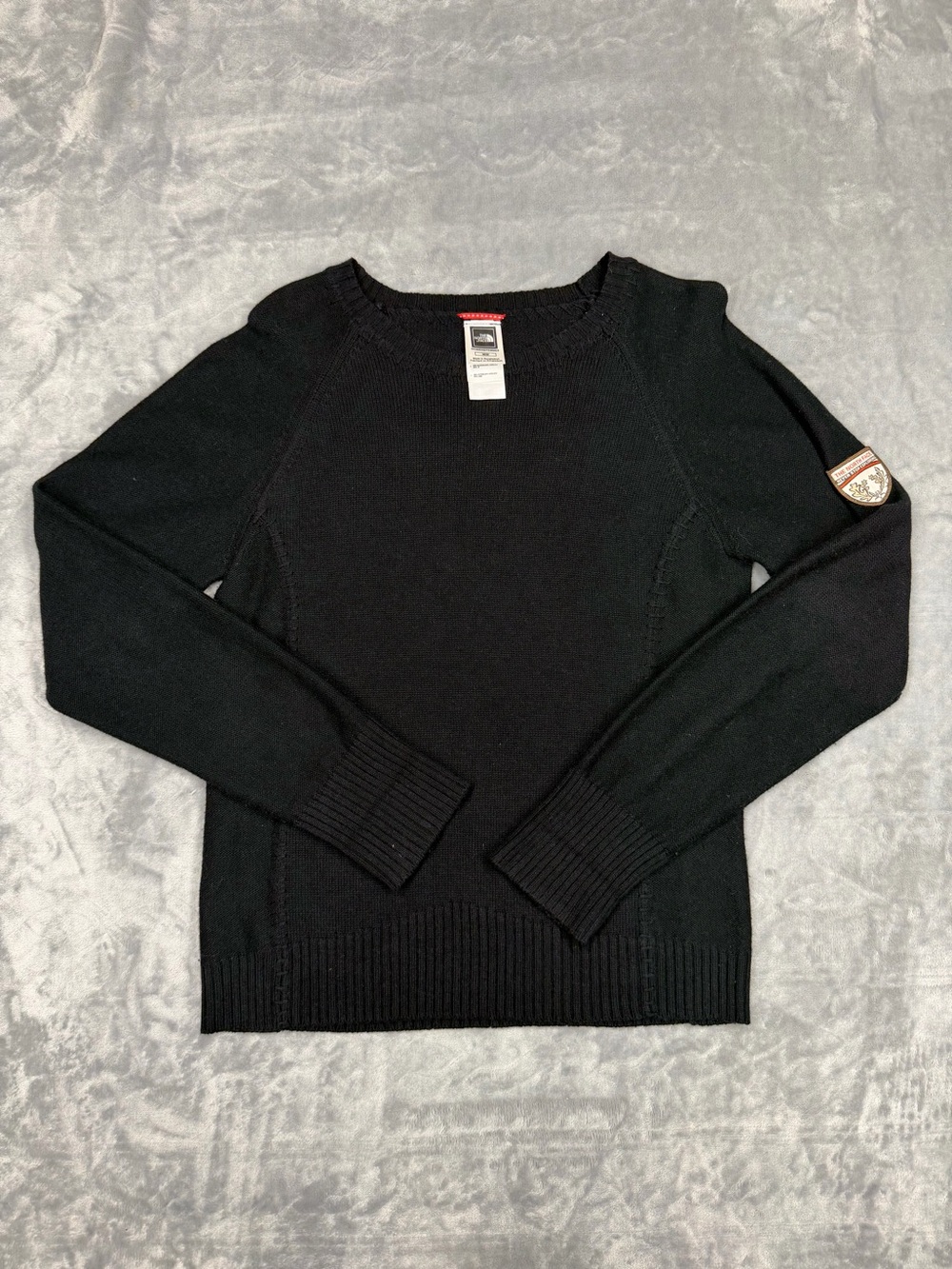 The North Face Black Crewneck Sweater with Sleeve Patch